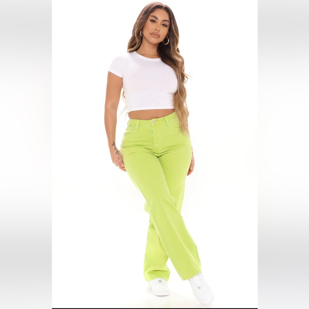 Fashion Nova Straight Leg Lime Jeans